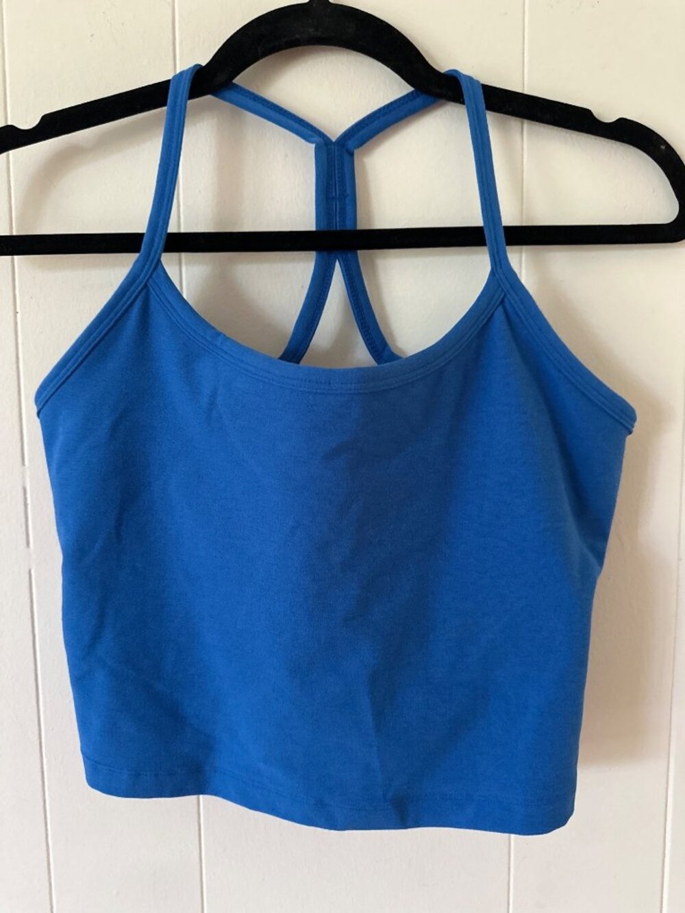 Beyond Yoga Blue Strappy Racerback Cropped Tank Top L Polyester Blend